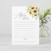 Carte conseil Fête des mariées de tournesol d'aqua (Debout devant)