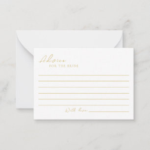 Carte Conseil Fête des mariées élégante Or Delicate
