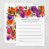 Carte Conseil Fête des mariées florale violette et orange (Devant / Derrière)