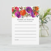 Carte Conseil Fête des mariées florale violette et orange (Debout devant)