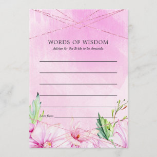 Carte Conseil Fête des mariées géométrique rose Gold & Pink Magn