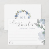 Carte Conseil Fête des mariées mariage Dusty bleu gris aquarelle (Devant / Derrière)