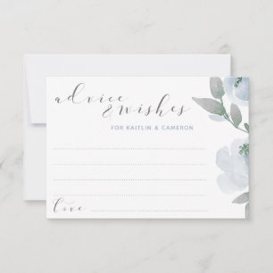 Carte Conseil Fête des mariées mariage Dusty bleu gris aquarelle