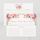 Carte Conseil Fête des mariées Rose Blush Floral Gold Recette Ca (Devant / Derrière)