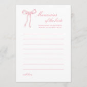 Carte Conseil Fête des mariées rose Bow souvenirs de mariée (Devant)