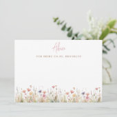 Carte Conseil Fête des mariées rose Rustique Fleurs sauvages (Debout devant)