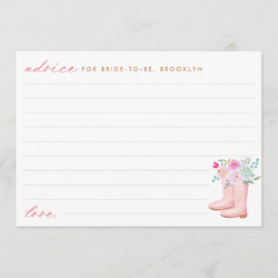 Carte Conseil Fête des mariées Rustic Rose Pluie Boots & Flowers