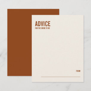 Carte Conseil Fête des mariées simple typographie en terre cuite