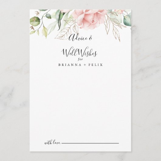 Carte Conseil Feuillage vert or Mariage Floral (Devant)