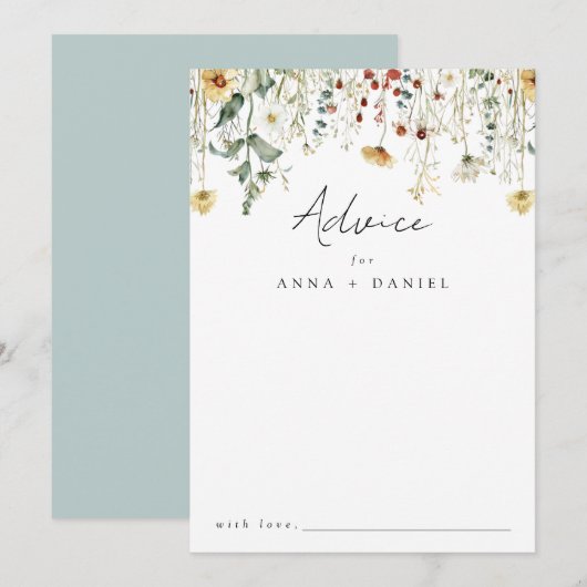 Carte Conseil Fleur sauvage d'été Mariage de terrain (Devant / Derrière)