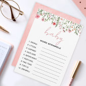 Carte Conseil Fleur sauvage mot scramble baby shower jeux