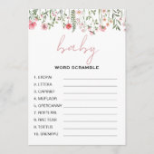 Carte Conseil Fleur sauvage mot scramble baby shower jeux (Devant)
