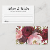 Carte Conseil Fleurs de mariage bordeaux blush rustique (Devant / Derrière)