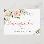 Carte Conseil Fleurs Roses Blush Fête des mariées Date Nuit Idée (Devant)