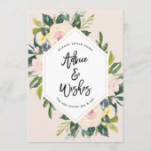 Carte Conseil Floral Blush écrit à la main Conseils et souhaits (Dos)