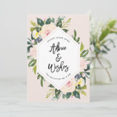 Carte Conseil Floral Blush écrit à la main Conseils et souhaits (Debout devant)