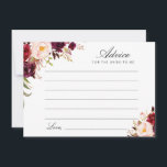 Carte Conseil floral bordeaux et roux<br><div class="desc">Un design floral simple avec de belles fleurs d'aquarelle rose rousse et bordeaux. N'hésitez pas à modifier les couleurs et les détails du texte.</div>