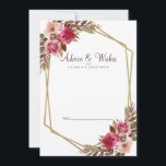 Carte Conseil Floral Cassis violet blanc Mariage or<br><div class="desc">Chic Cassis Purple, élégant et formel Newlysée Wings & Advice dispose d'une mariage d'aquarelle fleurie romantique affichée dans la verdure verdoyante sur un arrière - plan blanc croustillant. Un cadre géométrique en cristal brillant et doré apporte une touche tendance. La formulation classique et traditionnelle apporte une sophistication intemporelle. Personnalisez le...</div>