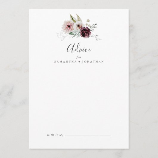 Carte Conseil Floral Romance Mariage (Devant)