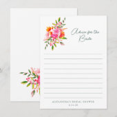 Carte Conseil floral rose orange moderne pour la mariée (Devant / Derrière)