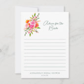 Carte Conseil floral rose orange moderne pour la mariée (Devant)