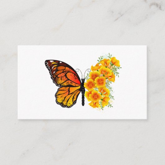 Carte Conseil Flower Butterfly with Yellow California Poppy (Devant)