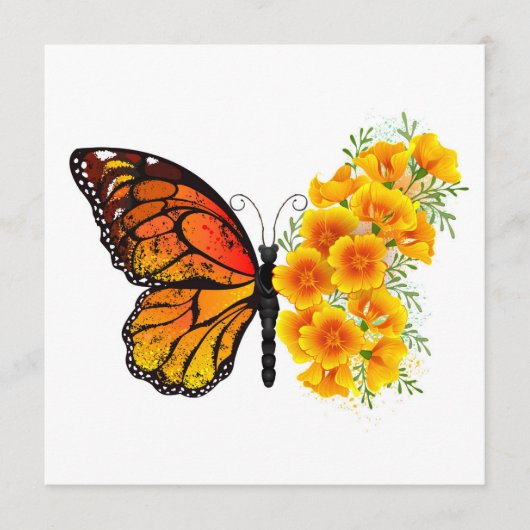 Carte Conseil Flower Butterfly with Yellow California Poppy (Devant)