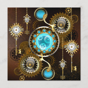 Carte Conseil Fond rouillé Steampunk avec verres turquoise
