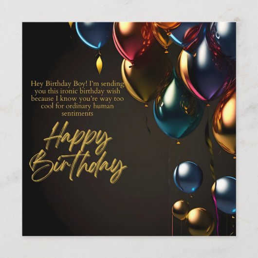 Carte Conseil Garçon d'anniversaire ironique (Devant)