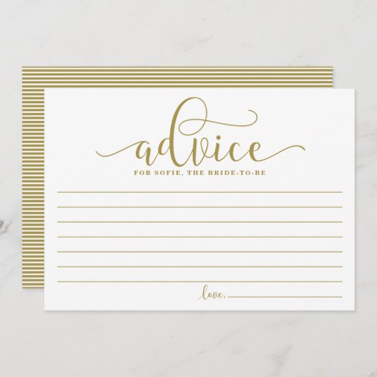 Carte Conseil Gold Advice for the Bride Calligraphy (Devant / Derrière)