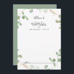 Carte Conseil Gold Confetti Eucalyptus Mariage bien souhaits<br><div class="desc">Ce confetti d'or eucalyptus mariage de bons voeux carte conseil est parfait pour un mariage rustique. Le design comprend un feuillage vert d'eucalyptus aquarelle avec des confettis d'or. Ces cartes sont parfaites pour un mariage, une douche nuptiale, un baby shower, une fête de remise de diplômes et plus encore. Personnalisez...</div>