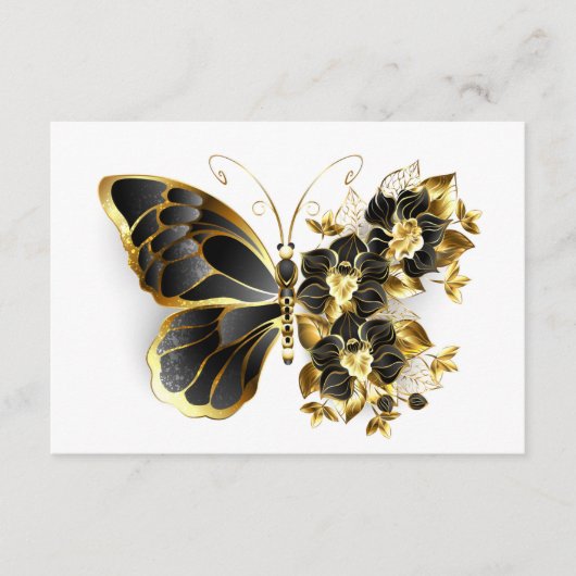 Carte Conseil Gold flower Butterfly with Black Orchid (Devant)