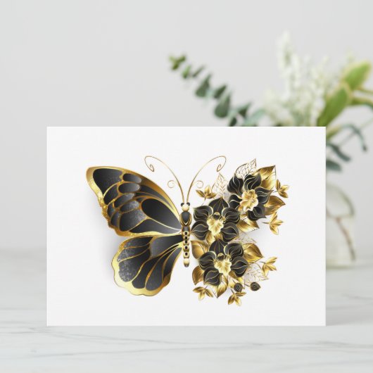 Carte Conseil Gold flower Butterfly with Black Orchid (Debout devant)