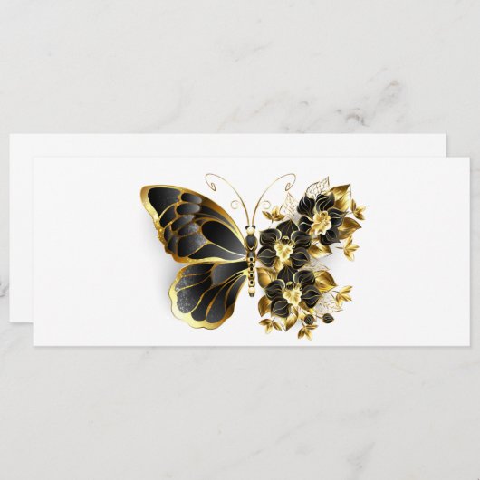 Carte Conseil Gold flower Butterfly with Black Orchid (Devant / Derrière)