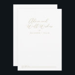 Carte Conseil Gold Idyllic Calligraphie Mariage bien souhaits<br><div class="desc">Cette carte de conseil en calligraphie dorée idyllique mariage de voeux est parfaite pour un mariage rustique. Le design sobre et élégant présente une typographie de script classique et sophistiquée en or. Ces cartes sont parfaites pour un mariage, une douche nuptiale, un baby shower, une fête de remise de diplômes...</div>