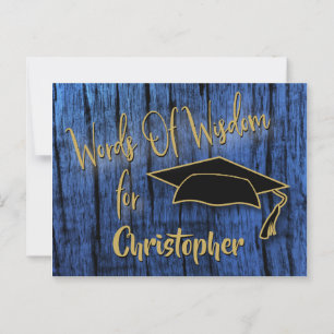 Carte Conseil Graduation rustique Mots de sagesse / Conseils pou