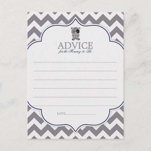 Carte Conseil Grey Chevron avec Panda Conseils pour que maman so (Devant)