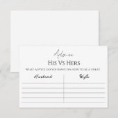 Carte Conseil His Vs Hers Advice Card (Devant / Derrière)