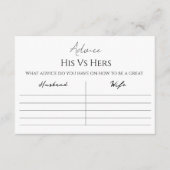 Carte Conseil His Vs Hers Advice Card (Devant)