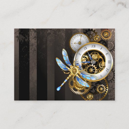 Carte Conseil Horloge à vapeur avec libellule mécanique (Devant)