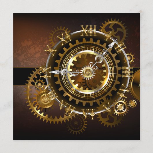 Carte Conseil Horloge Steampunk avec des engrenages anciens (Devant)
