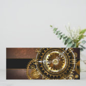 Carte Conseil Horloge Steampunk avec des engrenages anciens (Debout devant)