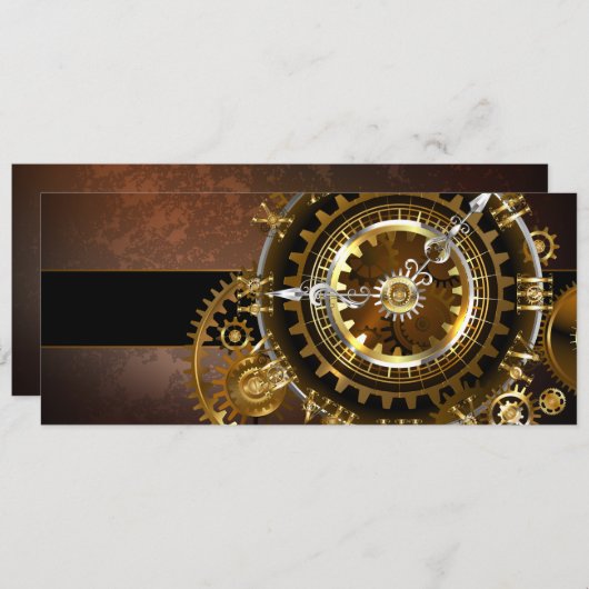 Carte Conseil Horloge Steampunk avec des engrenages anciens (Devant / Derrière)
