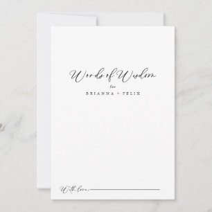 Carte Conseil Idyllique calligraphie Mariage Mots de sagesse