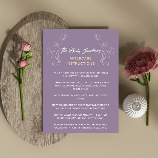 Carte Conseil Instructions de suivi Logo femmes Corps pourpre