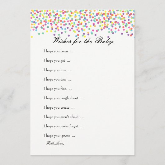 Carte Conseil Jeu d'aspersion pour bébé - Wives for Baby and Dev (Dos)