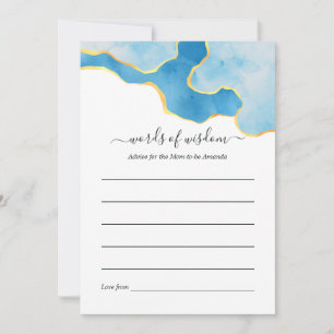 Carte Conseil Jeu de Baby Shower pour garçon Baby Blue et Agate