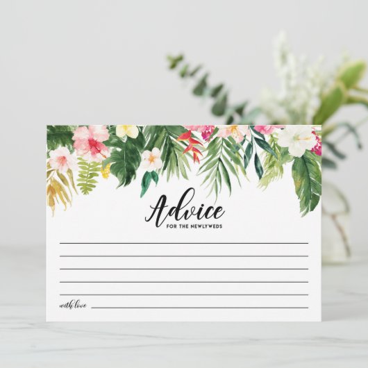 Carte Conseil Jeunes mariés de mariage aux fleurs tropicales à l (Debout devant)