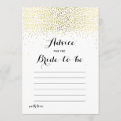 Carte Conseil Jeux de Fête des mariées Confetti Gold Double Side (Dos)