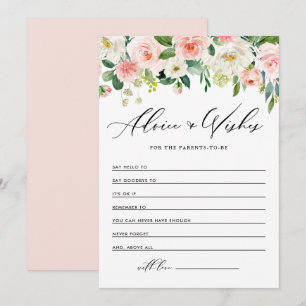 Carte Conseil Joli Baby shower de fleurs de printemps aquarelle